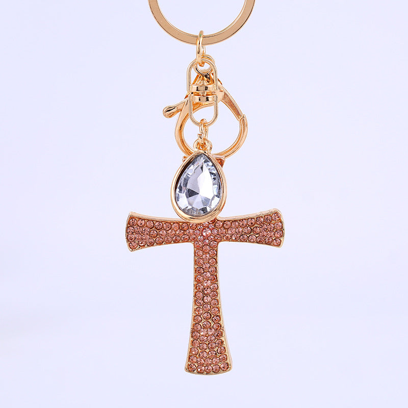 Wholesale Alloy Diamond Cross Key Chain